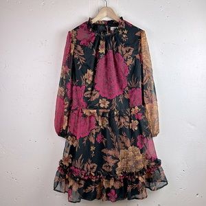 NEW! Anthropologie Porridge Puff Sleeve Floral Open Back Dress